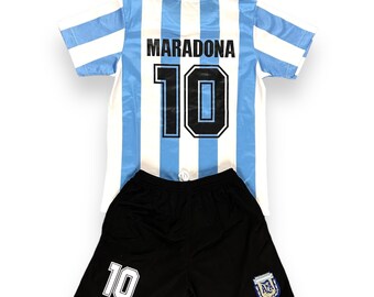 Maradona - Ensemble de football rétro Argentine #10 pour jeunes Maradona