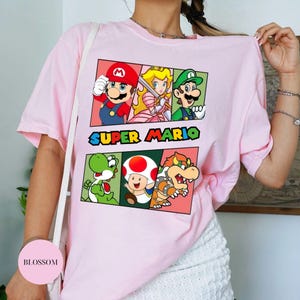 Vintage Mario Princess Girls Shirt, Princess Peach Mario Shirt, Princess Peach T-Shirt, Super Mario Shirt, Mario Group Birthday T-Shirts