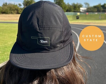 Custom State Running Hat: Quick Dry Nylon, Gift for Marathoner