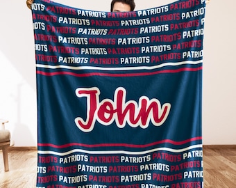 Custom New England Football Blanket, Sports Fan Gift, Tailgate Blanket, Personalized Football Holiday Gift, Secret Santa, Man Cave Decor