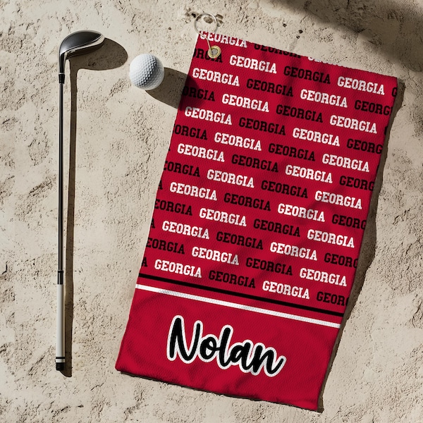 Custom Georgia Golf Towel, Georgia Fan Gift, Football Sunday Gift, Gift Football Lover, Custom Football Golf Towel, Gift for Dad, Golf Dad