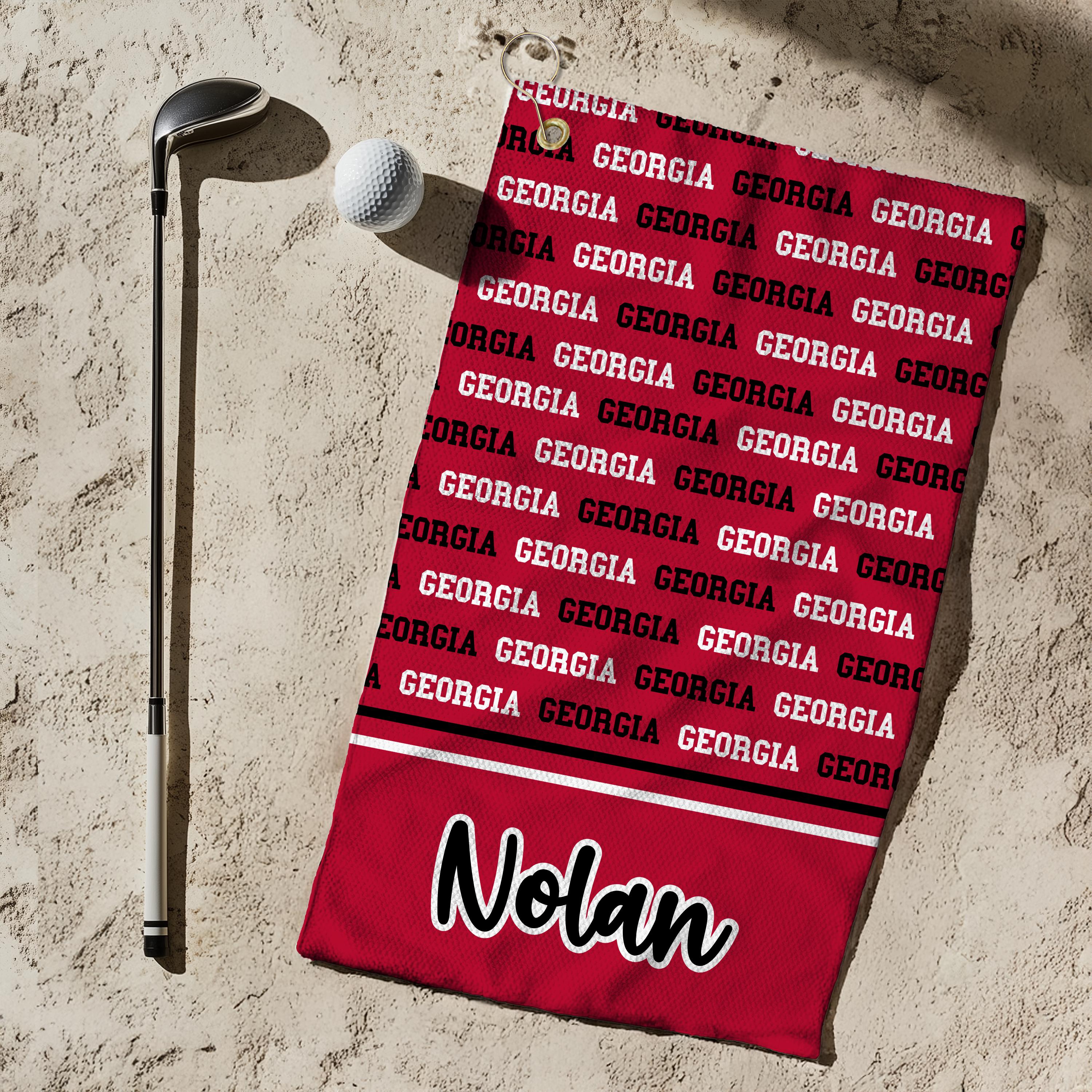 Custom Georgia Golf Towel, Georgia Fan Gift, Football Sunday Gift, Gift Football Lover, Custom Football Golf Towel, Gift for Dad, Golf Dad