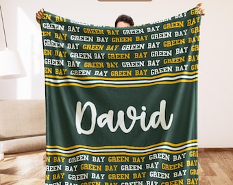 Green Bay Custom Gift, Wisconsin Man Cave Decor, Sports Fan Blanket, Wisconsin fan Throw, Christmas Football Fan Gift, Tailgate essentials