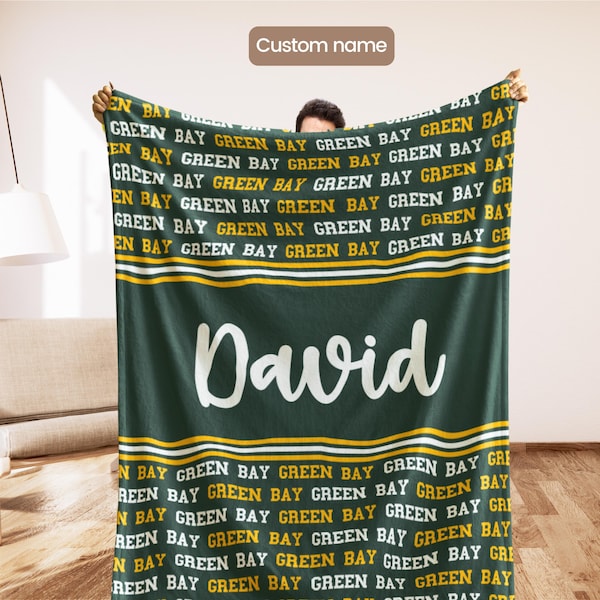 Green Bay Custom Gift, Wisconsin Man Cave Decor, Sports Fan Blanket, Wisconsin fan Throw, Christmas Football Fan Gift, Tailgate essentials