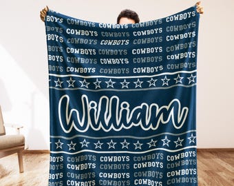 Personalized Dallas Blanket, Custom Football Fan Gift, Custom Stadium Throw, Dad Sports Blanket, Mancave Decor, Christmas Sport Gift Blanket