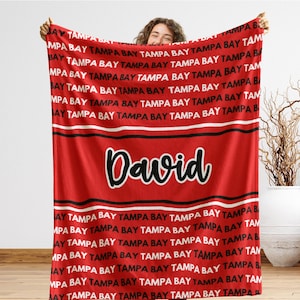 Tampa Bay Sports Blanket, Florida Football Fan Gift, Tampa Stadium Throw, Holiday Cozy Blanket, Man Cave Decor, Secret Santa for her