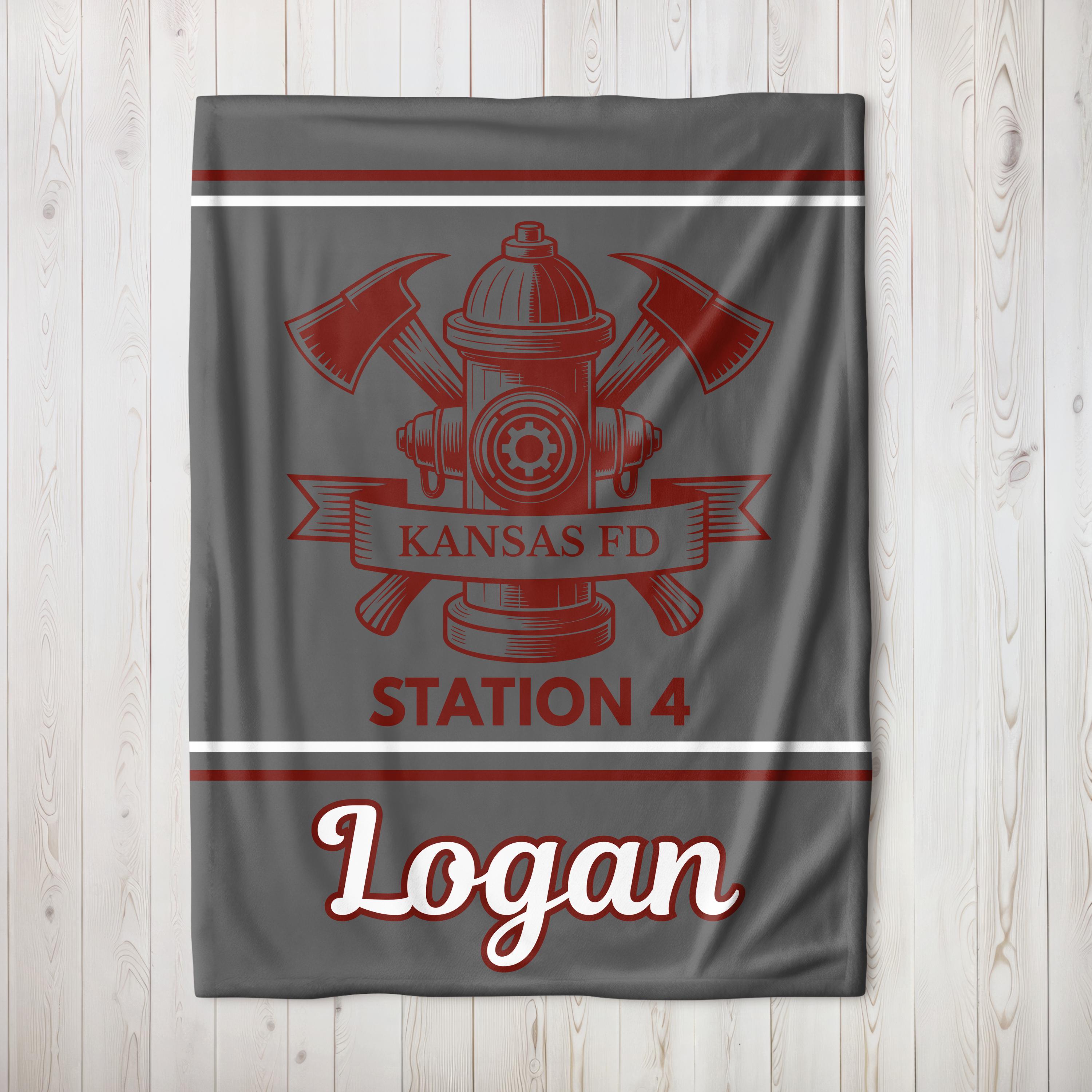 Fireman Throw Custom Firefighter Blanket, Custom Fire Dept Gift, Station Number ...
