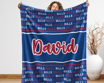 Custom Buffalo Gift Blanket, Personalized Stadium Blanket, Gift for Brother, Football Season Throw, Christmas Gift for Dad, Mancave Decor