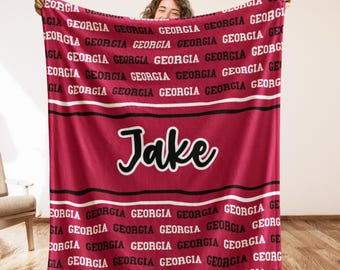 Personalized Georgia State Blanket: Cozy Dorm, Mancave, or Tailgate Decor