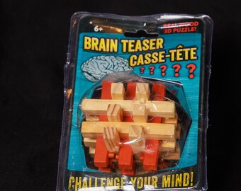 Vintage Wooden 3D Brain Teaser Puzzle: Casse-Tête Interlocking Block Game