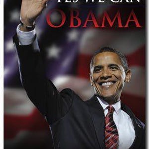 Póster vintage del presidente Barack Obama con la frase "Sí podemos"