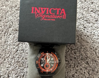 Vintage Invicta Signature II Chronograph Watch – Black & Red Accents, with Box