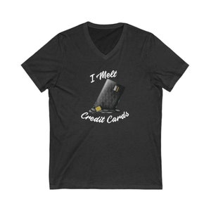 Camiseta feminina com decote em V I Melt Credit Cards