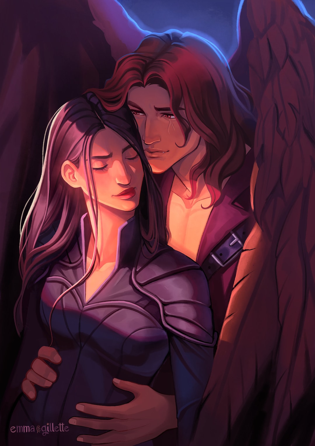 Oraya and Raihn the Serpent and the Wings of Night Officially Licensed Print Etsy