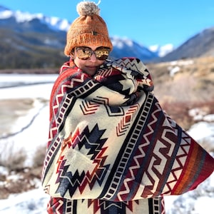Ecuadorian Artisanal Blanket | Crosses and Andean Geometric Patterns | Ultra Soft | Reversable