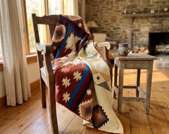 Ecuadorian Artisanal Blanket | Ultra Soft | Reversable | BOHO Andean Geometric Pattern