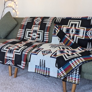 Ecuadorian Artisanal Blanket with Andean Cross Pattern | Reversable BOHO Design