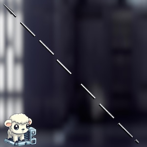 Puede incluir: Ilustración de varillas metálicas plateadas dispuestas en diagonal sobre un fondo oscuro. Las varillas parecen flotar. Un personaje de oveja de dibujos animados está en la esquina inferior izquierda.