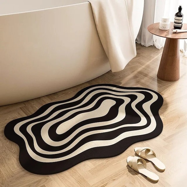 Sleek Waterproof Bathroom Rug, Quick-Dry Non-Slip Mat, Absorbent Doorway Carpet, Sleek Bathroom Mat, Modern Bathroom Carpet,Stylish Non-Slip