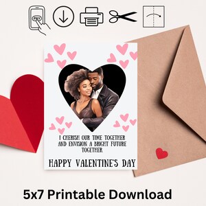 5x7 druckbare glückliche Valentinstag Karte | Valentinstagskarte für Sie | Leere Valentinstagskarte | Black Love Happy Valentinstag Karte