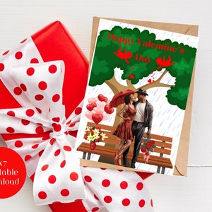 5x7 druckbare glückliche Valentinstag Karte | Valentinstagskarte für Sie | Leere Valentinstagskarte | Black Love Happy Valentinstag Karte