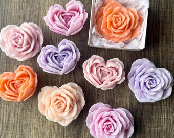 Handmade Soap Rose Heart Flower, Gift for Her, Party Favors, Christmas Gift, Beautiful and Decorative Soap, Handcrafted Soap Present
