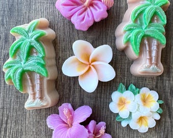 Handmade Hawaiian Soap Set, Handcrafted Plumeria and Hibiscus Saop, Great Gift for Her, Birthday Gift, For Hawaiian Lovers