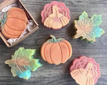 Autumn Pumpkin, Turkey, Leaf Soap Favors – Fall Handcrafted Soap for Baby Shower, Thanksgiving and Friendsgiving Gifts