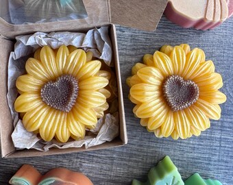 Autumn Sunflower Soap – Handcrafted Fall Soap for Thanksgiving, Hostess & Wedding Favors