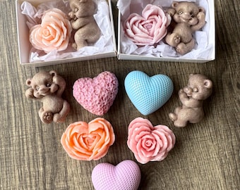 Handmade Mini Bear Soap Set, Baby Shower Gift, Party Favors, Set For Kids, Handcrafted Soap, Mini Soap Set