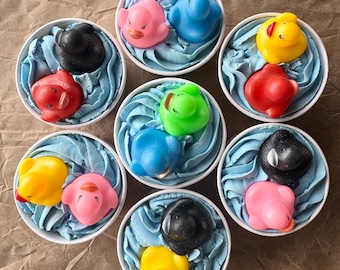 Handmade Bath Bomb With Rubber Ducks In a Cup, Special For Kids, Party Favors, Cute Rubber Ducks, Safe Bath Bomb for Kids, Safe Ingredients