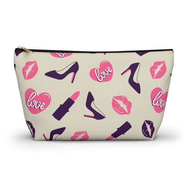 Makeup and Fashion Inspired Accessory Bag / Pouch w T-bottom