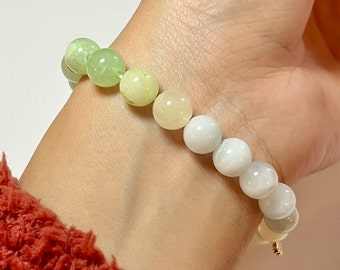 Natural Dyed Jade, Mother of Pearl, and Interchangeable Charm Handmade Bracelet