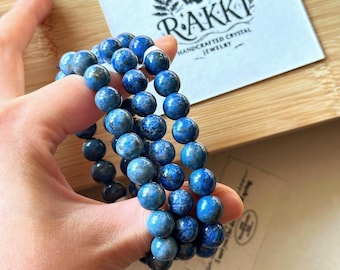Blue Lapis Lazuli Stretch Bracelet – 10 mm Meditation, Intuition & Honest Communication Crystal