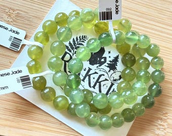 Natural Chinese Jade Bead Bracelet | 9 mm Stretch Gemstone Wristband | Healing Jewelry Gift