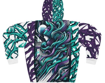 LIMITED - Royal Purple & Mystical Teal | Masterpiece Abstract Hoodie by UrbanHoodieHaven