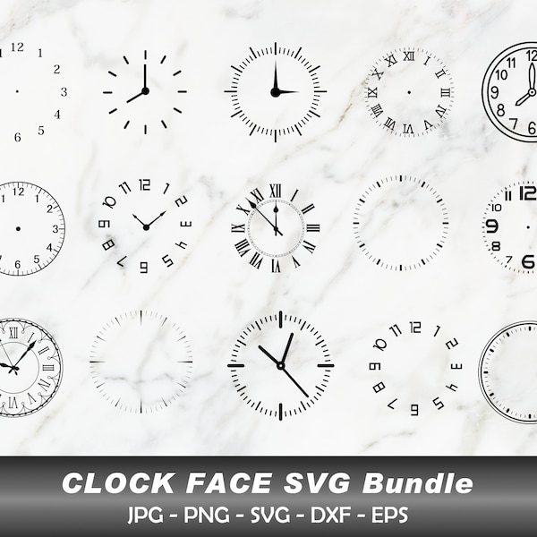 Clock Face SVG Bundle, Clock Svg, Clock face clipart Bundle cut files, Clock Numbers Svg, Roman numeral clock, Clock face template, Clocks