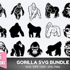 Gorilla SVG Bundle, Gorilla PNG Bundle, Gorilla Clipart, Affe svg, Gorilla Silhouette, Gorilla SVG Cut Files für Cricut, Gorilla Kopf svg