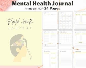 Mindful Moments, Your Mental Health Journal, Mental health journal printable, Mental Health Journal, Printable Mental Health Planner