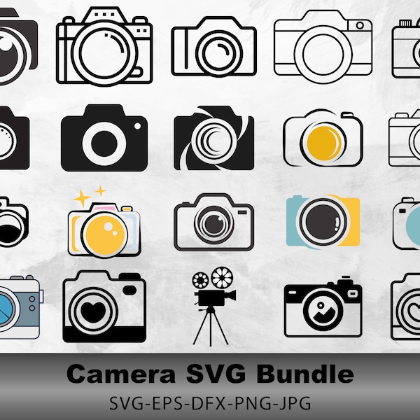 Camera SVG Bundle, Photography SVG, Photos Svg, Camera Clipart, Camera Cut File, Camera Silhouette, Camera Vector, Camera Png, Camera Cricut