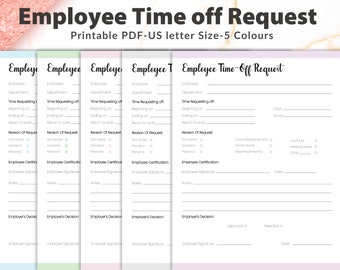 Time Off Made Simple, Employee Request Templates, Employee time off request form, Printable Employee Off Request, Employee Time-off Request