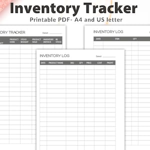 Printable Inventory log, Inventory Tracker, Product inventory, Inventory Management, Inventory Template, Inventory sheet, Product Inventory