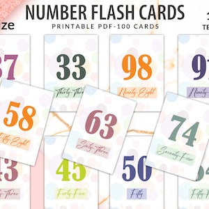 Cijferkaarten 1-100, leuk leren voor kinderen, tellen tot 100, voorschoolse flitskaarten tellen, Cijferkaarten 1-100, montessorikaarten
