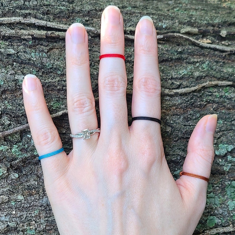 Macrame String Ring, Toe Ring, Colorful Adjustable Stacking Bands ...