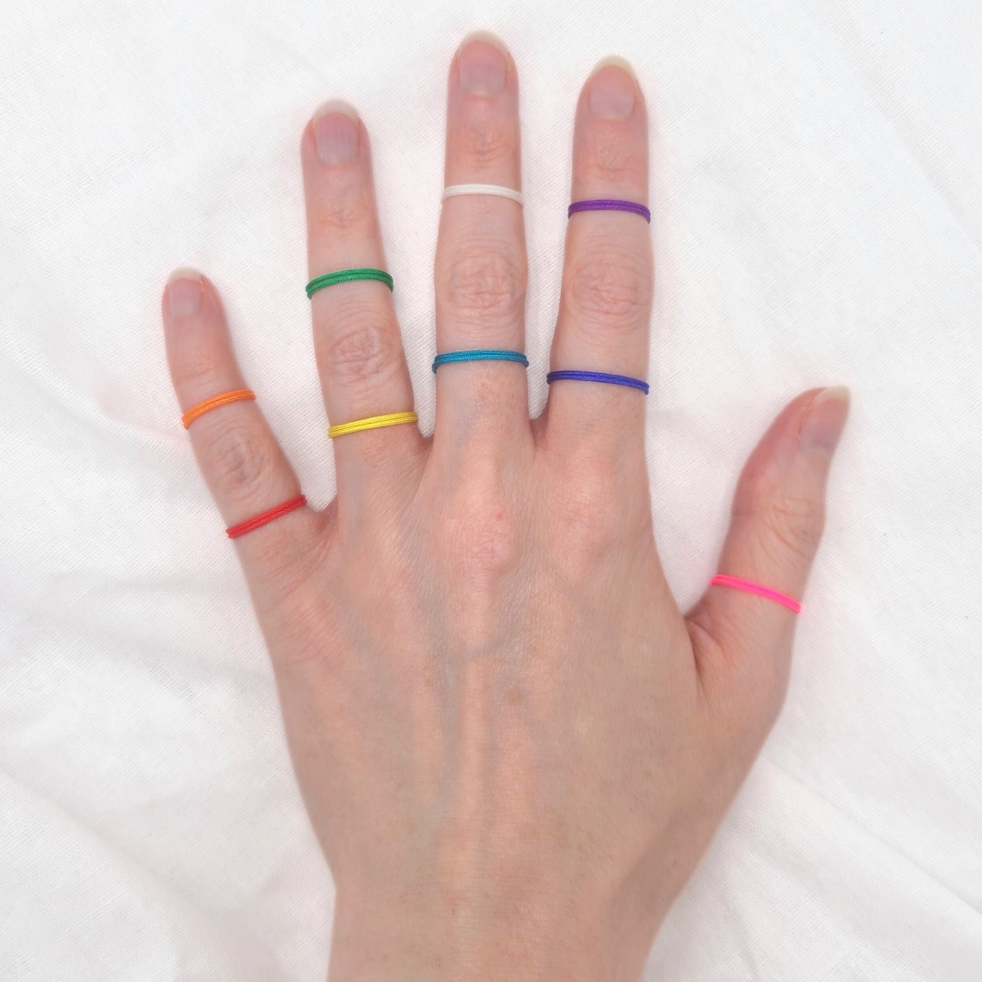 Macrame String Ring, Toe Ring, Colorful Adjustable Stacking Bands ...