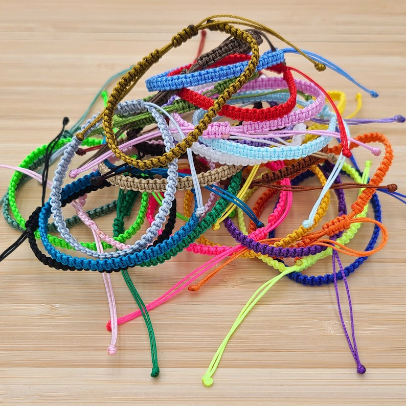 String Brcelets Macrame Square Knot Bracelet, Side Knot Nylon String Adjustable Bangles ...