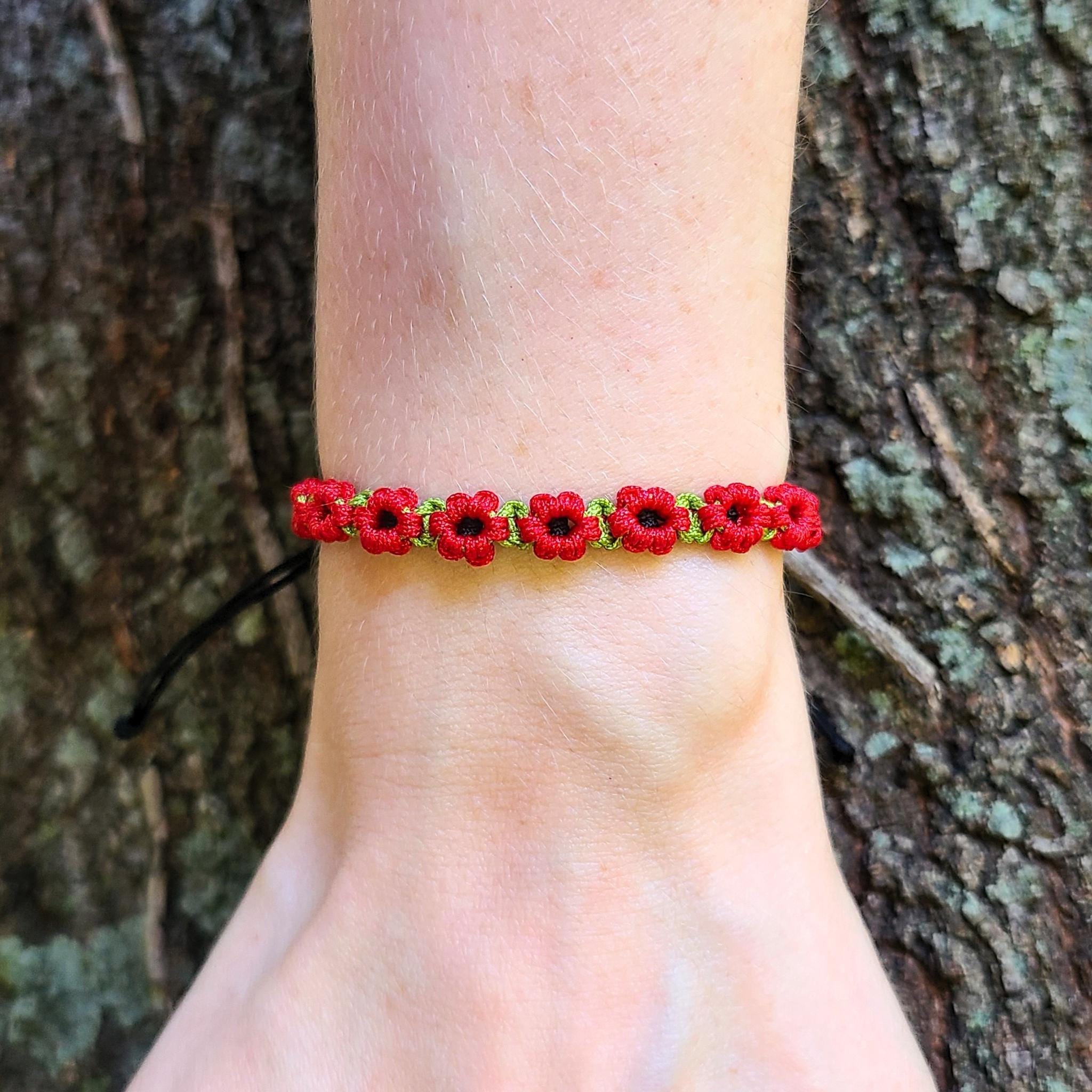 Macrame Flower String Bracelet, Dainty Floral Friendship Bracelets