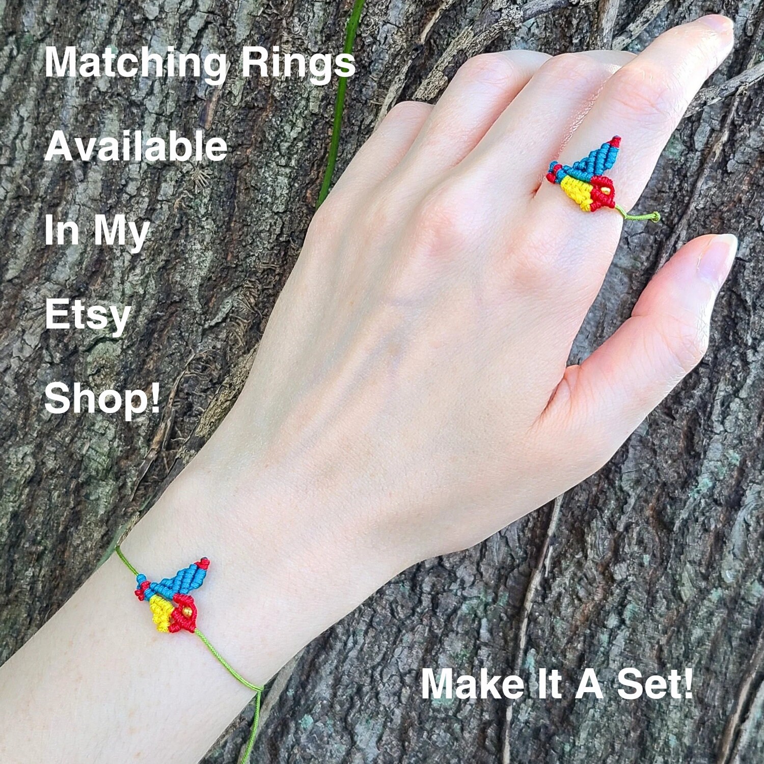 Macrame Bird String Bracelet, Dainty Braided Nylon Cord Stacking