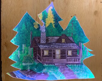 Cabin in the woods 3D Art