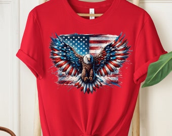 America Eagle Shirt,4th Of July T-Shirt, Freedom Eagle Tee, Patriotic USA Gift, Independence Shirt, American Flag Eagle Shirt, Eagle Tee